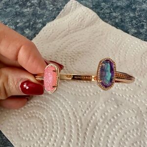 Kendra Scott Color Bar Cuff Bracelet Pink Drusy/ Iridescent Periwinkle Rose Gold